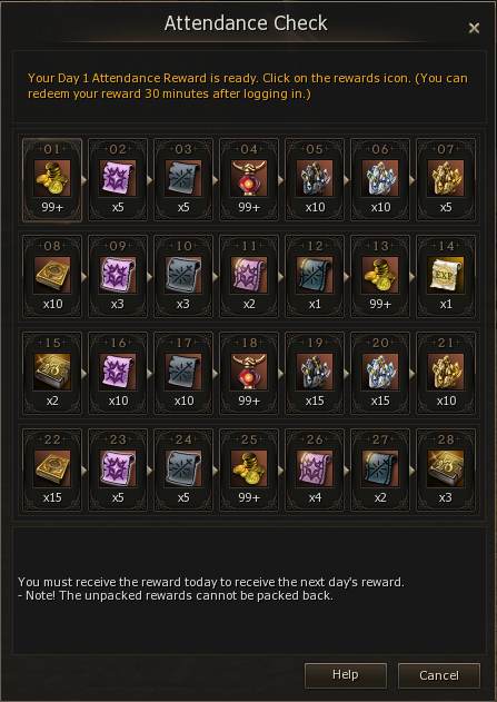 L2Vex Attendance Check rewards