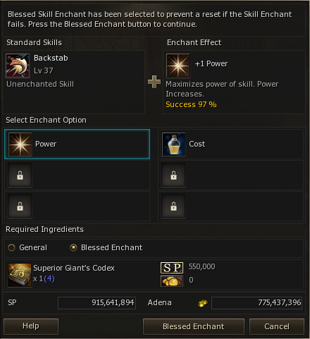 L2Vex Superior Giant's Codex blessed skill enchant