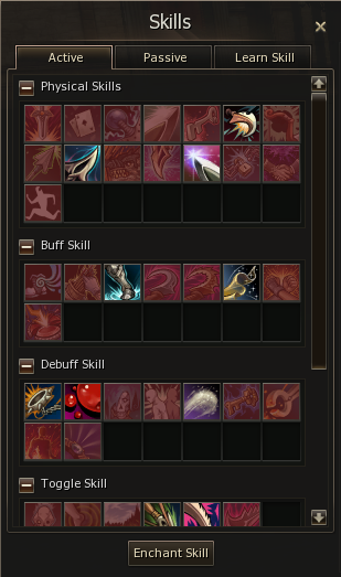 L2Vex skill list with Enchant Skill button